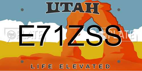 E71ZSS Utah License Plate