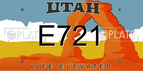 E721 Utah License Plate
