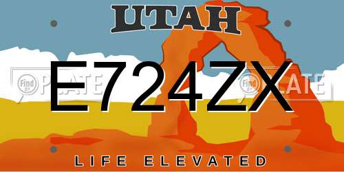 E724ZX Utah License Plate