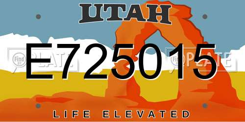 E725015 Utah License Plate