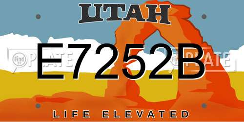 E7252B Utah License Plate