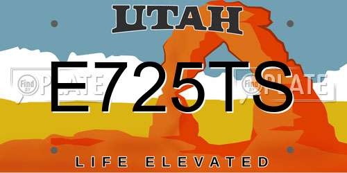 E725TS Utah License Plate
