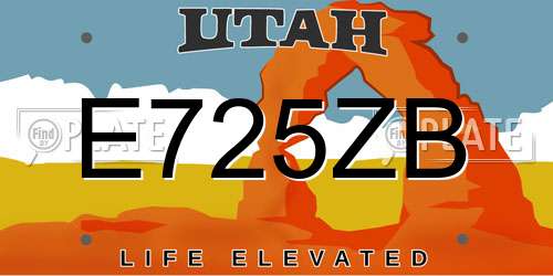 E725ZB Utah License Plate