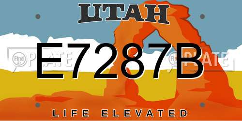 E7287B Utah License Plate