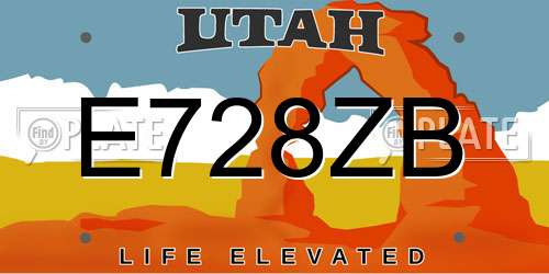 E728ZB Utah License Plate