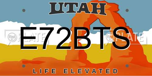 E72BTS Utah License Plate