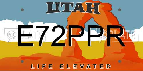 E72PPR Utah License Plate