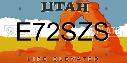 E72SZS Utah License Plate