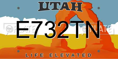 E732TN Utah License Plate