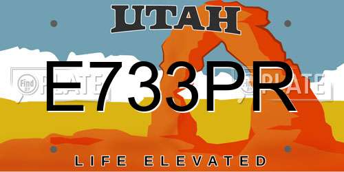 E733PR Utah License Plate