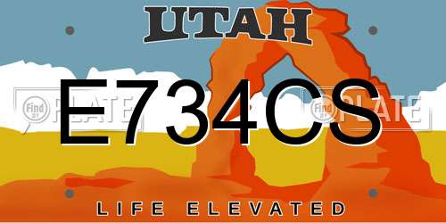 E734CS Utah License Plate