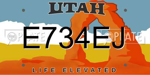 E734EJ Utah License Plate