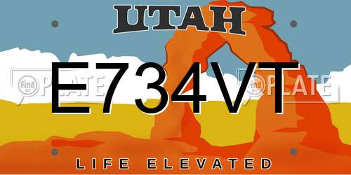 E734VT Utah License Plate