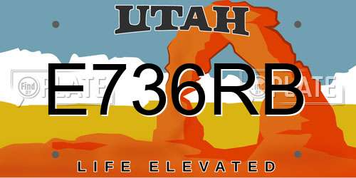 E736RB Utah License Plate