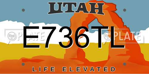 E736TL Utah License Plate