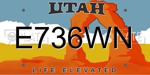 E736WN Utah License Plate