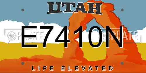 E7410N Utah License Plate