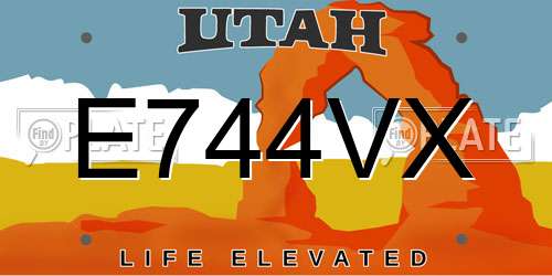E744VX Utah License Plate
