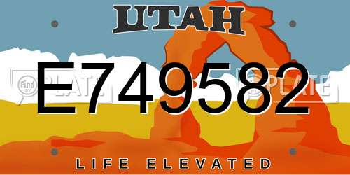 E749582 Utah License Plate