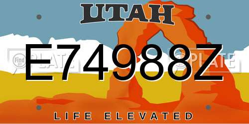 E74988Z Utah License Plate