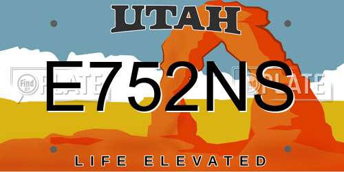 E752NS Utah License Plate