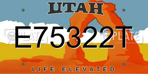 E75322T Utah License Plate