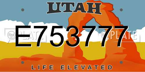 E753777 Utah License Plate