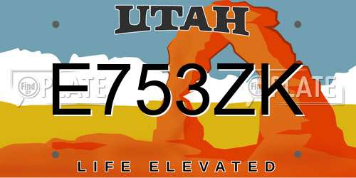 E753ZK Utah License Plate