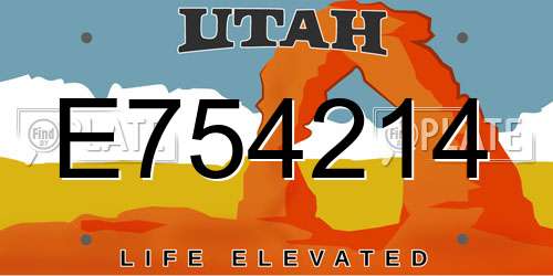 E754214 Utah License Plate