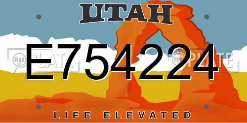 E754224 Utah License Plate