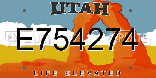 E754274 Utah License Plate