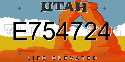 E754724 Utah License Plate