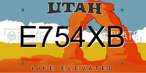 E754XB Utah License Plate