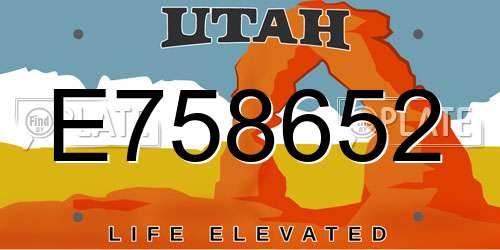 E758652 Utah License Plate