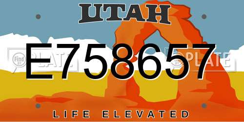 E758657 Utah License Plate