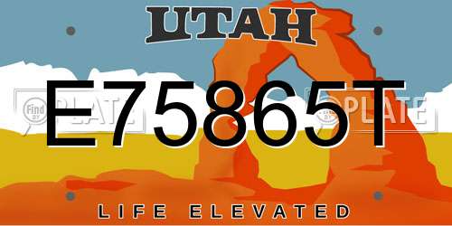 E75865T Utah License Plate