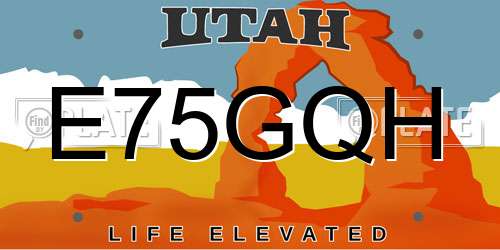 E75GQH Utah License Plate