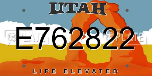 E762822 Utah License Plate