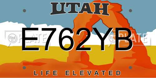 E762YB Utah License Plate