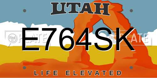 E764SK Utah License Plate