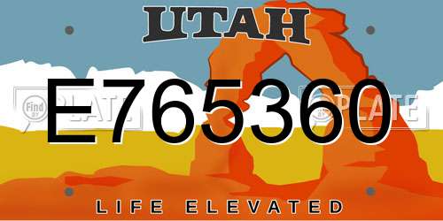 E765360 Utah License Plate