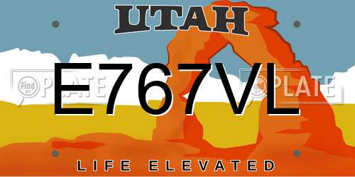 E767VL Utah License Plate
