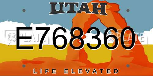 E768360 Utah License Plate