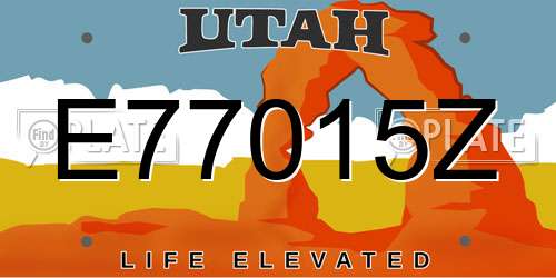 E77015Z Utah License Plate