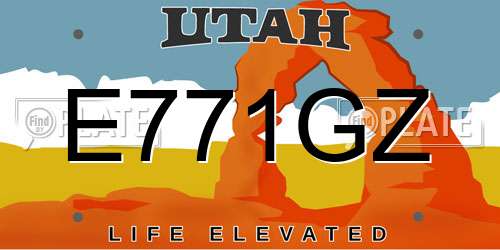 E771GZ Utah License Plate