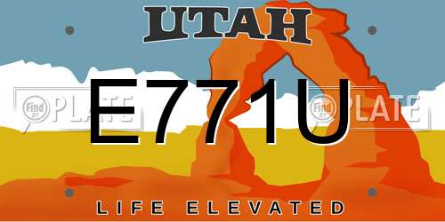 E771U Utah License Plate