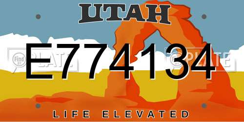 E774134 Utah License Plate