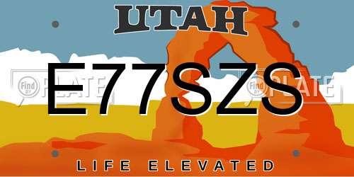 E77SZS Utah License Plate