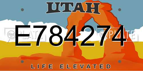 E784274 Utah License Plate