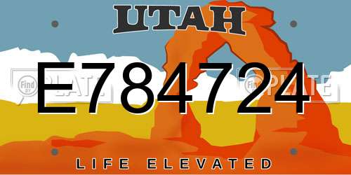 E784724 Utah License Plate